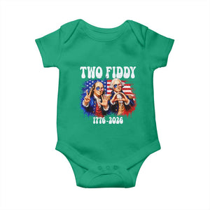 Two Fiddy Founding Fathers 1776 to 2026 Baby Onesie Funny Benjamin Franklin and George Washington American Flag Semiquincentennial
