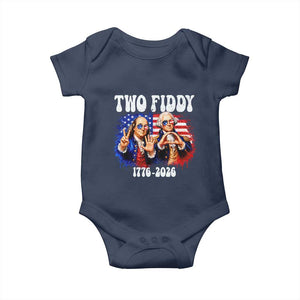 Two Fiddy Founding Fathers 1776 to 2026 Baby Onesie Funny Benjamin Franklin and George Washington American Flag Semiquincentennial