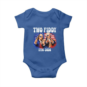 Two Fiddy Founding Fathers 1776 to 2026 Baby Onesie Funny Benjamin Franklin and George Washington American Flag Semiquincentennial
