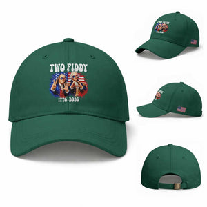 Two Fiddy Founding Fathers 1776 to 2026 Baseball Cap Funny Benjamin Franklin and George Washington American Flag Semiquincentennial
