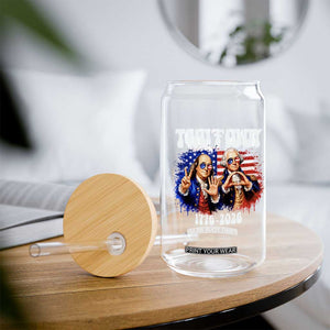 Two Fiddy Founding Fathers 1776 to 2026 Glass Can Funny Benjamin Franklin and George Washington American Flag Semiquincentennial