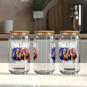 Two Fiddy Founding Fathers 1776 to 2026 Glass Can Funny Benjamin Franklin and George Washington American Flag Semiquincentennial