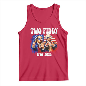 Two Fiddy Founding Fathers 1776 to 2026 Tank Top Funny Benjamin Franklin and George Washington American Flag Semiquincentennial