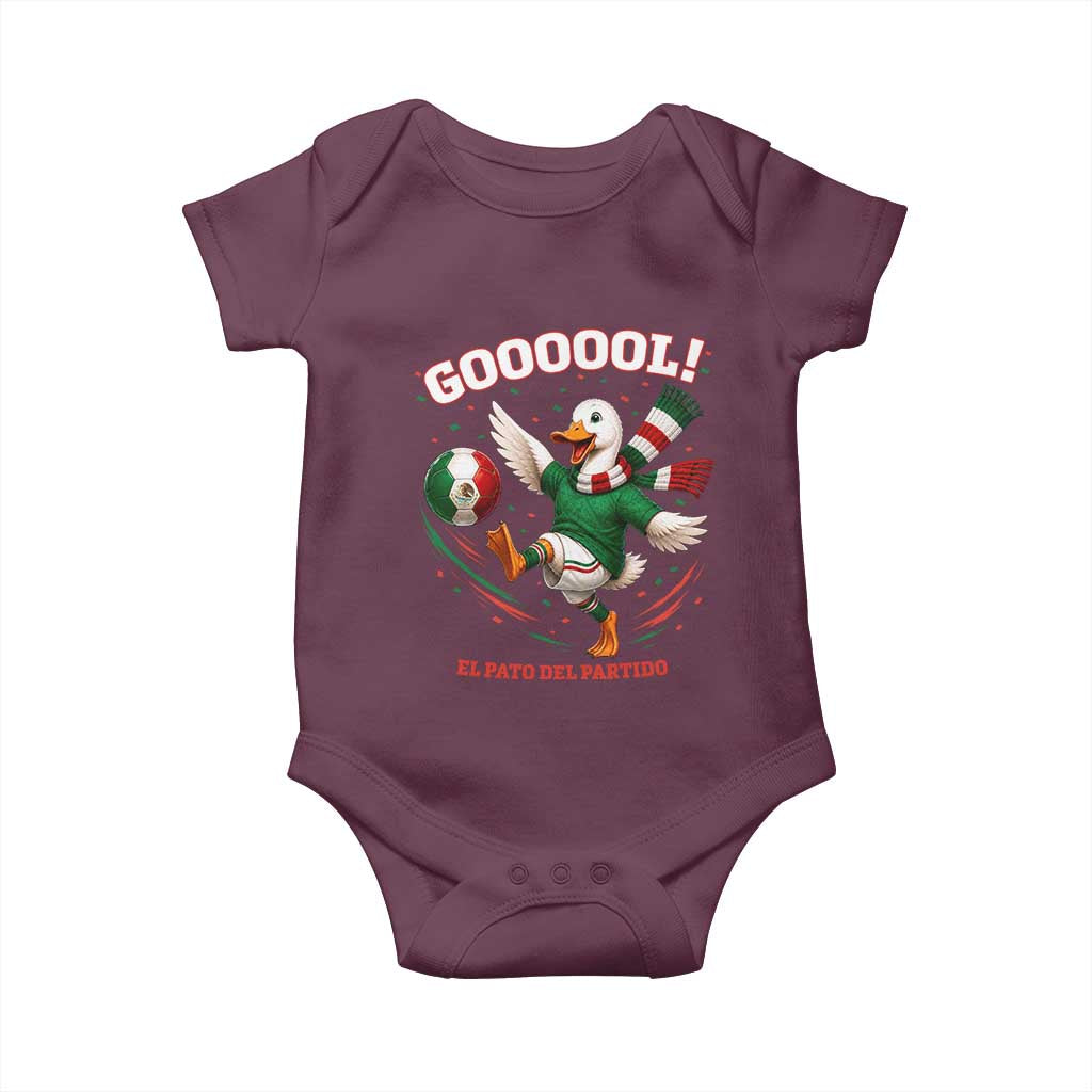 Funny Merlin the Duck Mexico Soccer Supporter Baby Onesie El Pato Del Partido Goooool Football Fans TS02 Maroon Print Your Wear