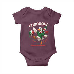 Funny Merlin the Duck Mexico Soccer Supporter Baby Onesie El Pato Del Partido Goooool Football Fans TS02 Maroon Print Your Wear