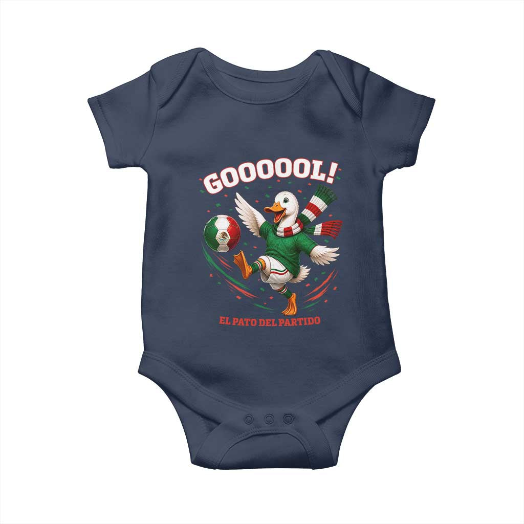Funny Merlin the Duck Mexico Soccer Supporter Baby Onesie El Pato Del Partido Goooool Football Fans TS02 Navy Print Your Wear