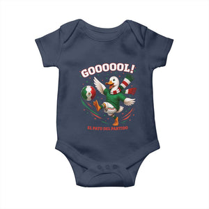 Funny Merlin the Duck Mexico Soccer Supporter Baby Onesie El Pato Del Partido Goooool Football Fans TS02 Navy Print Your Wear