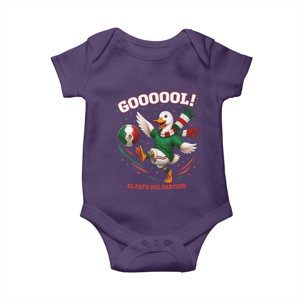 Funny Merlin the Duck Mexico Soccer Supporter Baby Onesie El Pato Del Partido Goooool Football Fans TS02 Purple Print Your Wear