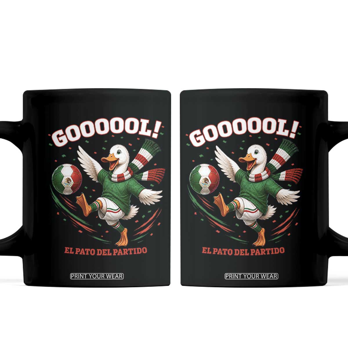 Funny Merlin the Duck Mexico Soccer Supporter Coffee Mug El Pato Del Partido Goooool Football Fans TS02 Black Print Your Wear