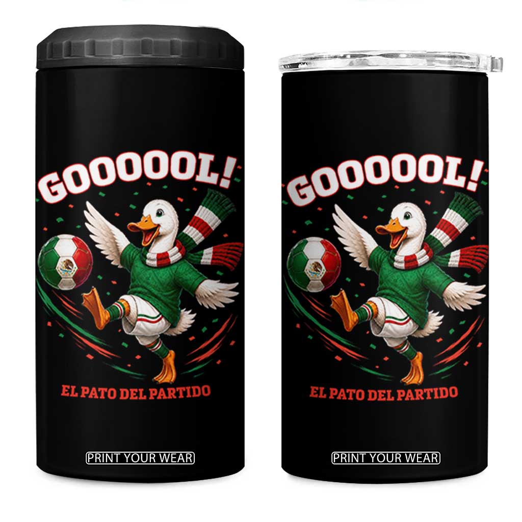 Funny Merlin the Duck Mexico Soccer Supporter 4 in 1 Can Cooler Tumbler El Pato Del Partido Goooool Football Fans TS02 One Size: 16 oz Black Print Your Wear