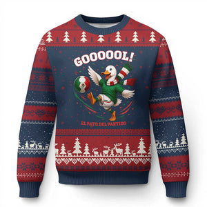 Funny Merlin the Duck Mexico Soccer Supporter Ugly Christmas Sweater El Pato Del Partido Goooool Football Fans TS02 Navy Red Print Your Wear