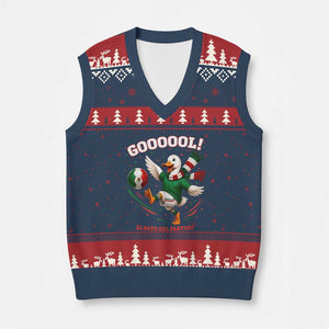 Funny Merlin the Duck Mexico Soccer Supporter V-Neck Knit Sweater Vest El Pato Del Partido Goooool Football Fans TS02 Navy Red Print Your Wear