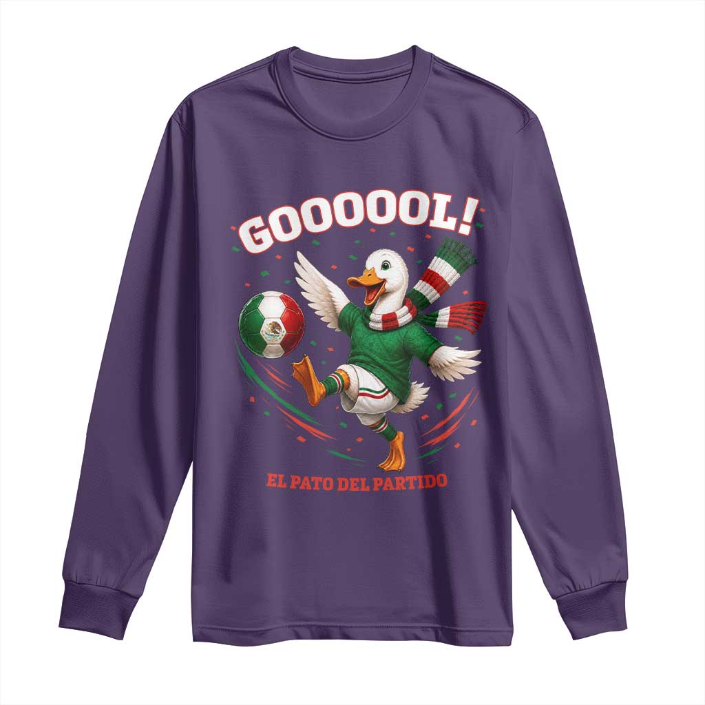 Funny Merlin the Duck Mexico Soccer Supporter Long Sleeve Shirt El Pato Del Partido Goooool Football Fans TS02 Purple Print Your Wear