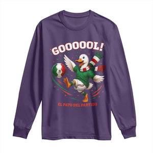 Funny Merlin the Duck Mexico Soccer Supporter Long Sleeve Shirt El Pato Del Partido Goooool Football Fans TS02 Purple Print Your Wear