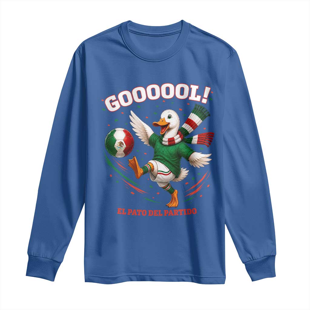 Funny Merlin the Duck Mexico Soccer Supporter Long Sleeve Shirt El Pato Del Partido Goooool Football Fans TS02 Royal Blue Print Your Wear
