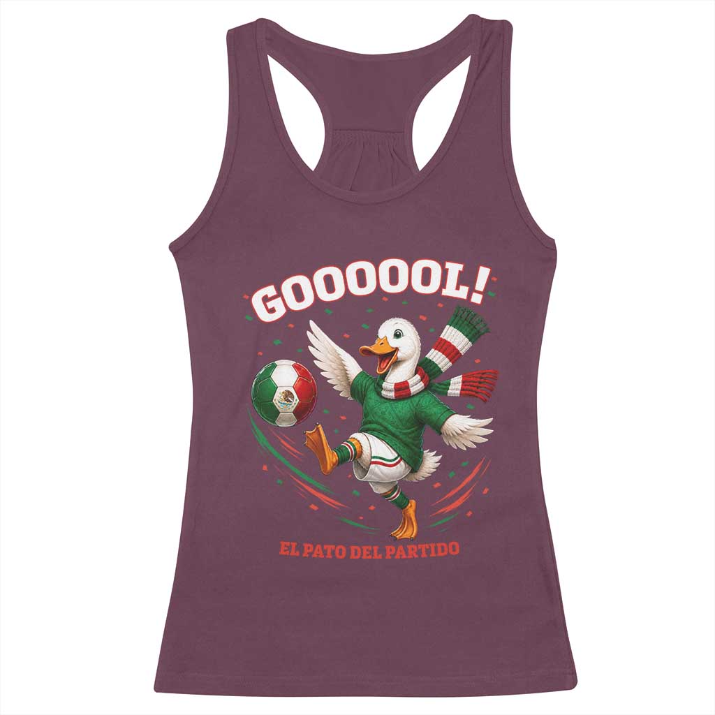 Funny Merlin the Duck Mexico Soccer Supporter Racerback Tank Top El Pato Del Partido Goooool Football Fans TS02 Maroon Print Your Wear