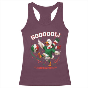 Funny Merlin the Duck Mexico Soccer Supporter Racerback Tank Top El Pato Del Partido Goooool Football Fans TS02 Maroon Print Your Wear