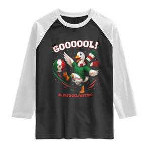 Funny Merlin the Duck Mexico Soccer Supporter Raglan Shirt El Pato Del Partido Goooool Football Fans TS02 Black White Print Your Wear