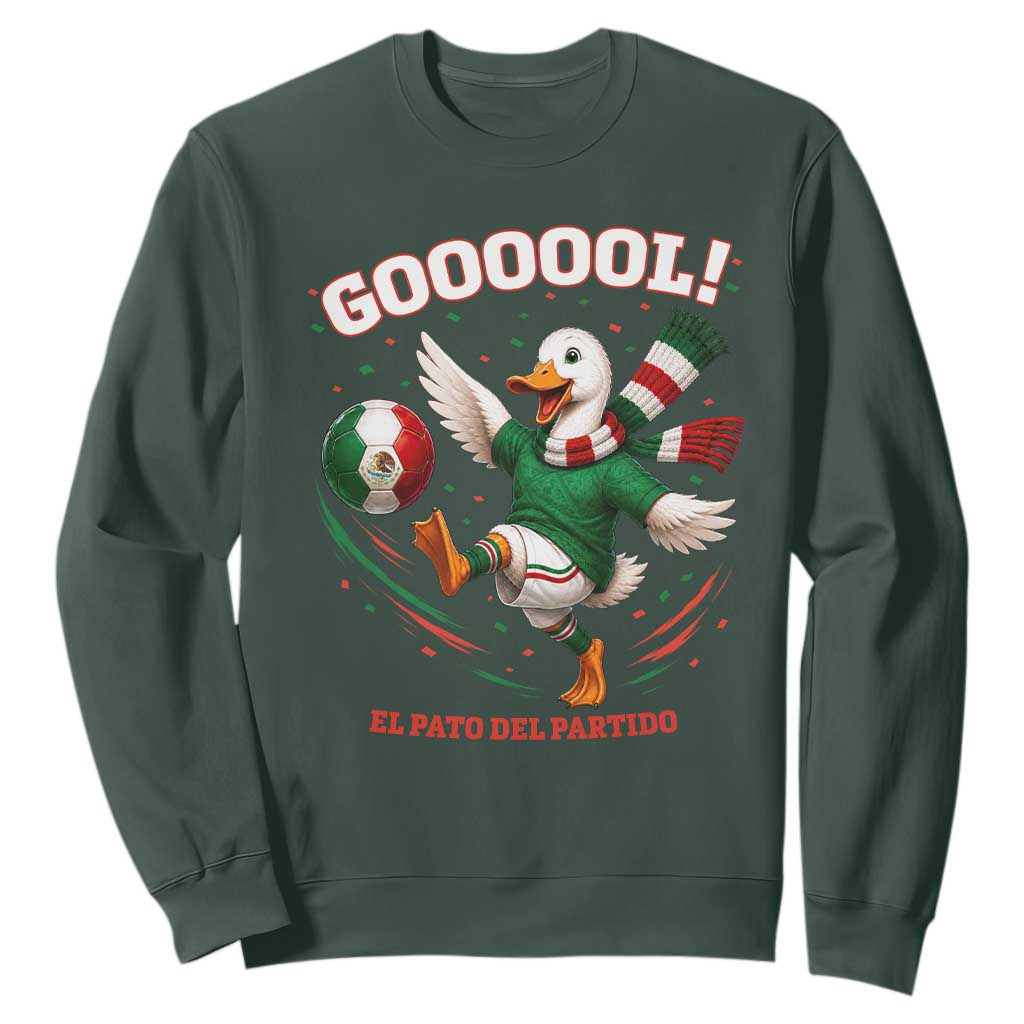 Funny Merlin the Duck Mexico Soccer Supporter Sweatshirt El Pato Del Partido Goooool Football Fans TS02 Dark Forest Green Print Your Wear