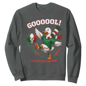 Funny Merlin the Duck Mexico Soccer Supporter Sweatshirt El Pato Del Partido Goooool Football Fans TS02 Dark Heather Print Your Wear
