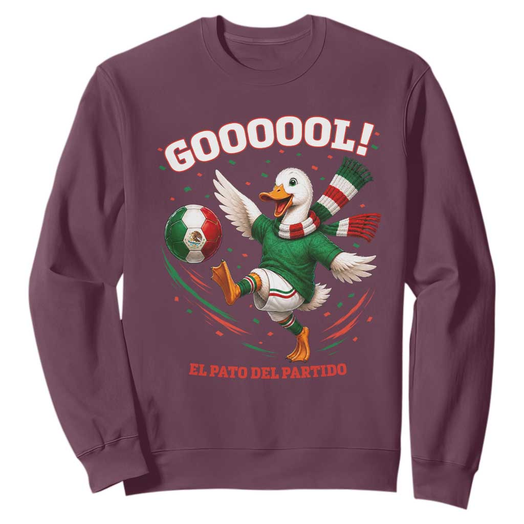 Funny Merlin the Duck Mexico Soccer Supporter Sweatshirt El Pato Del Partido Goooool Football Fans TS02 Maroon Print Your Wear
