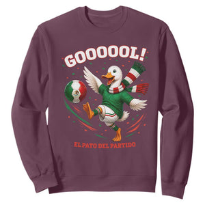 Funny Merlin the Duck Mexico Soccer Supporter Sweatshirt El Pato Del Partido Goooool Football Fans TS02 Maroon Print Your Wear
