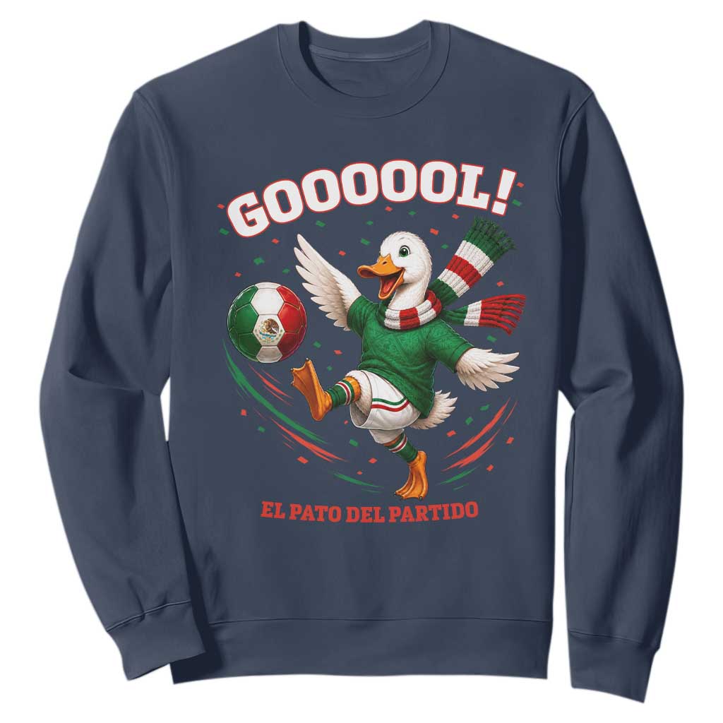 Funny Merlin the Duck Mexico Soccer Supporter Sweatshirt El Pato Del Partido Goooool Football Fans TS02 Navy Print Your Wear
