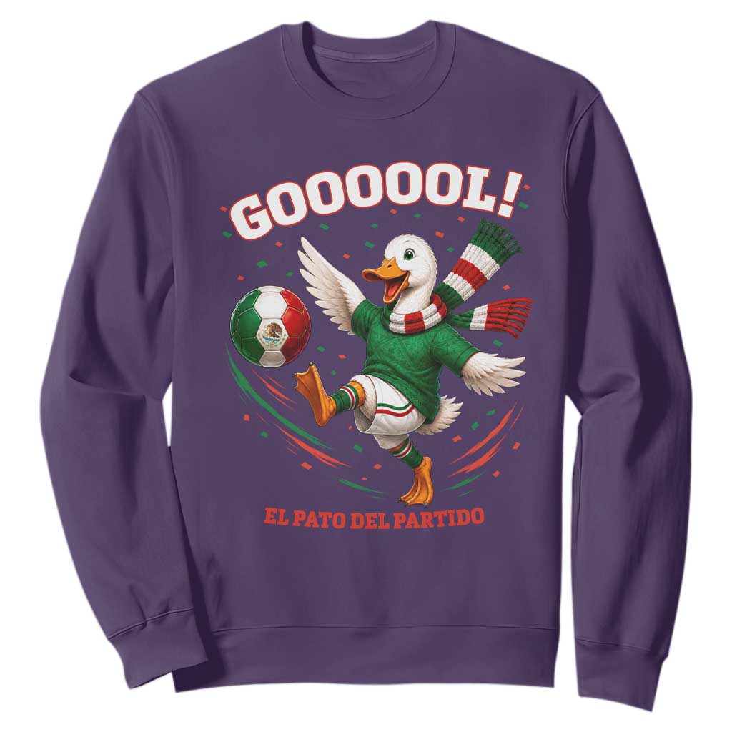 Funny Merlin the Duck Mexico Soccer Supporter Sweatshirt El Pato Del Partido Goooool Football Fans TS02 Purple Print Your Wear