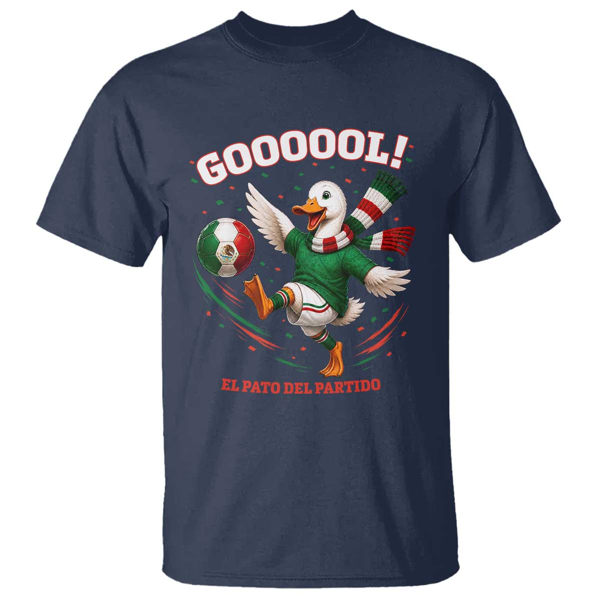Funny Merlin the Duck Mexico Soccer Supporter T Shirt El Pato Del Partido Goooool Football Fans TS02 Navy Print Your Wear