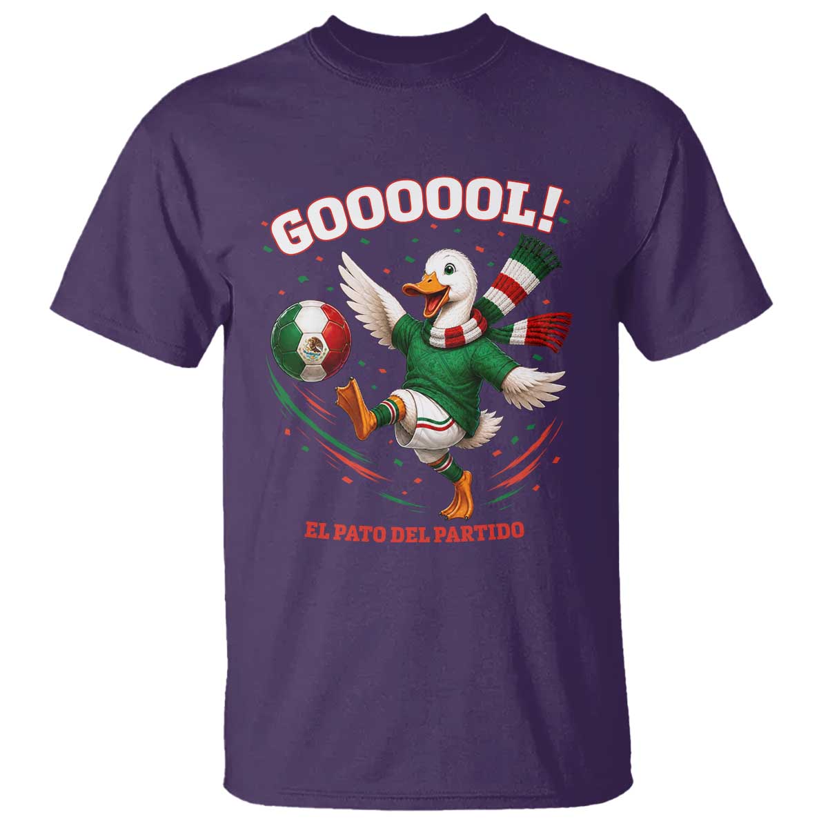 Funny Merlin the Duck Mexico Soccer Supporter T Shirt El Pato Del Partido Goooool Football Fans TS02 Purple Print Your Wear