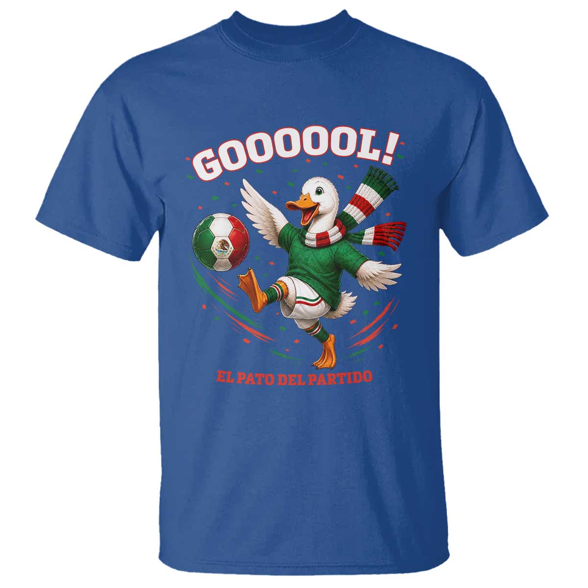 Funny Merlin the Duck Mexico Soccer Supporter T Shirt El Pato Del Partido Goooool Football Fans TS02 Royal Blue Print Your Wear