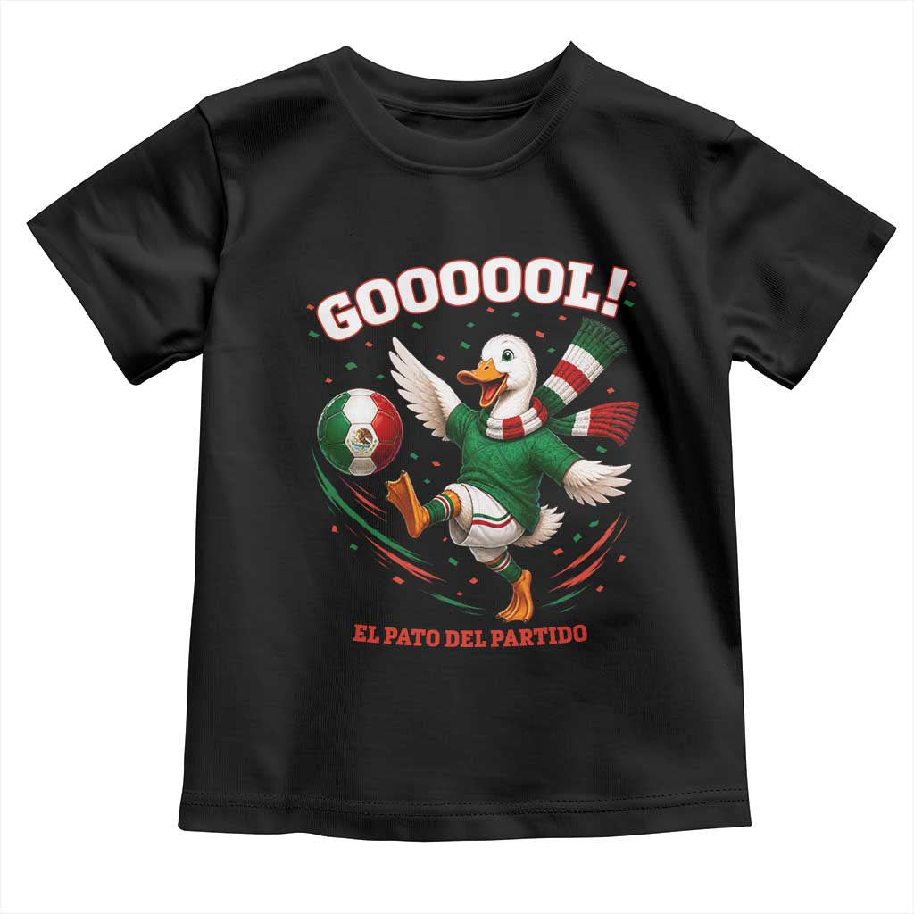 Funny Merlin the Duck Mexico Soccer Supporter Toddler T Shirt El Pato Del Partido Goooool Football Fans TS02 Black Print Your Wear