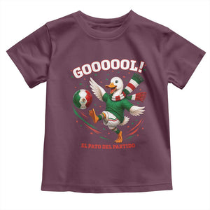 Funny Merlin the Duck Mexico Soccer Supporter Toddler T Shirt El Pato Del Partido Goooool Football Fans TS02 Maroon Print Your Wear