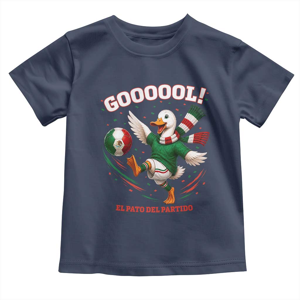 Funny Merlin the Duck Mexico Soccer Supporter Toddler T Shirt El Pato Del Partido Goooool Football Fans TS02 Navy Print Your Wear