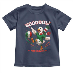 Funny Merlin the Duck Mexico Soccer Supporter Toddler T Shirt El Pato Del Partido Goooool Football Fans TS02 Navy Print Your Wear