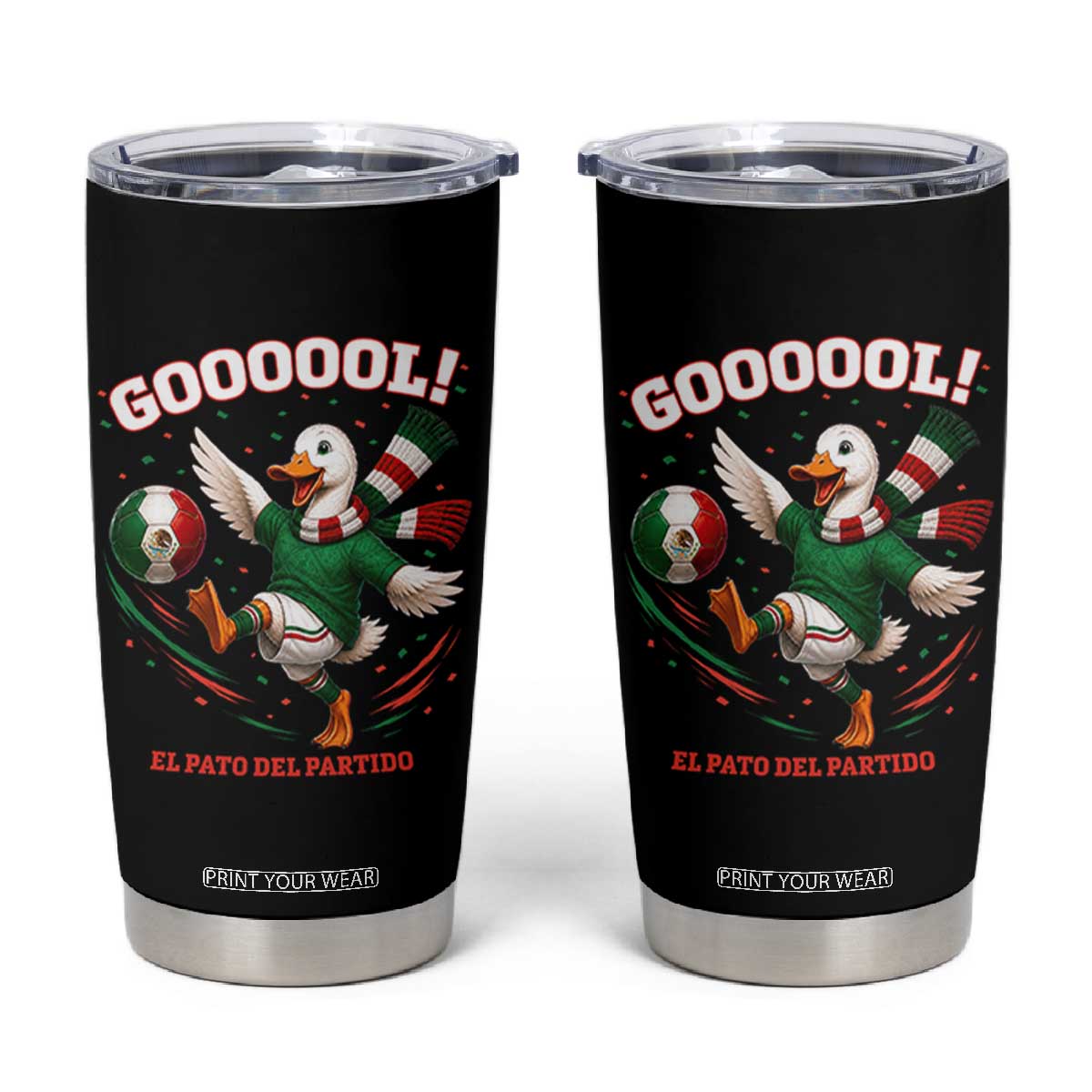 Funny Merlin the Duck Mexico Soccer Supporter Tumbler Cup El Pato Del Partido Goooool Football Fans TS02 Black Print Your Wear
