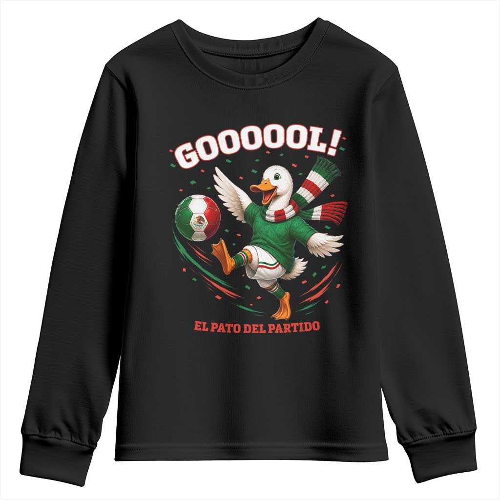 Funny Merlin the Duck Mexico Soccer Supporter Youth Sweatshirt El Pato Del Partido Goooool Football Fans TS02 Black Print Your Wear
