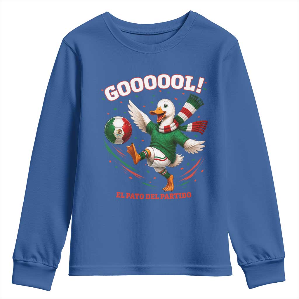 Funny Merlin the Duck Mexico Soccer Supporter Youth Sweatshirt El Pato Del Partido Goooool Football Fans TS02 Royal Blue Print Your Wear