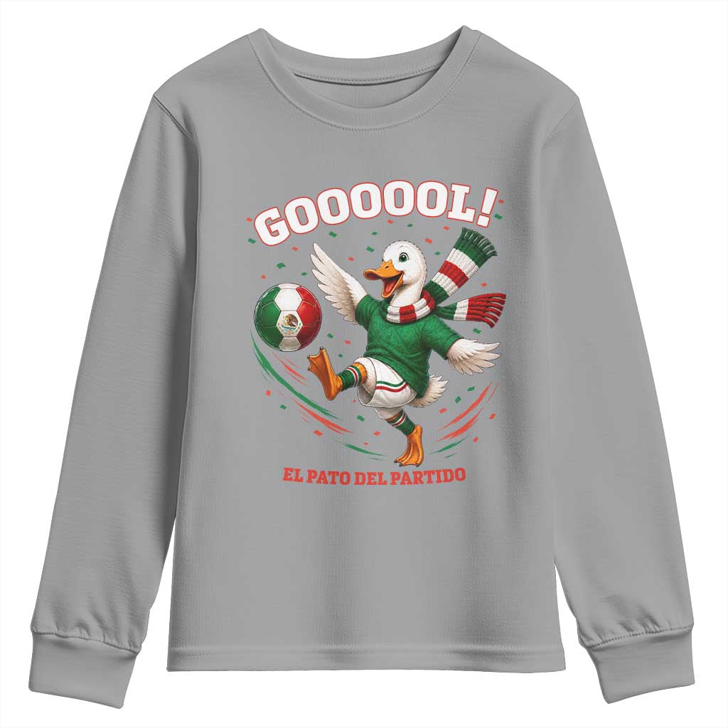 Funny Merlin the Duck Mexico Soccer Supporter Youth Sweatshirt El Pato Del Partido Goooool Football Fans TS02 Sport Gray Print Your Wear