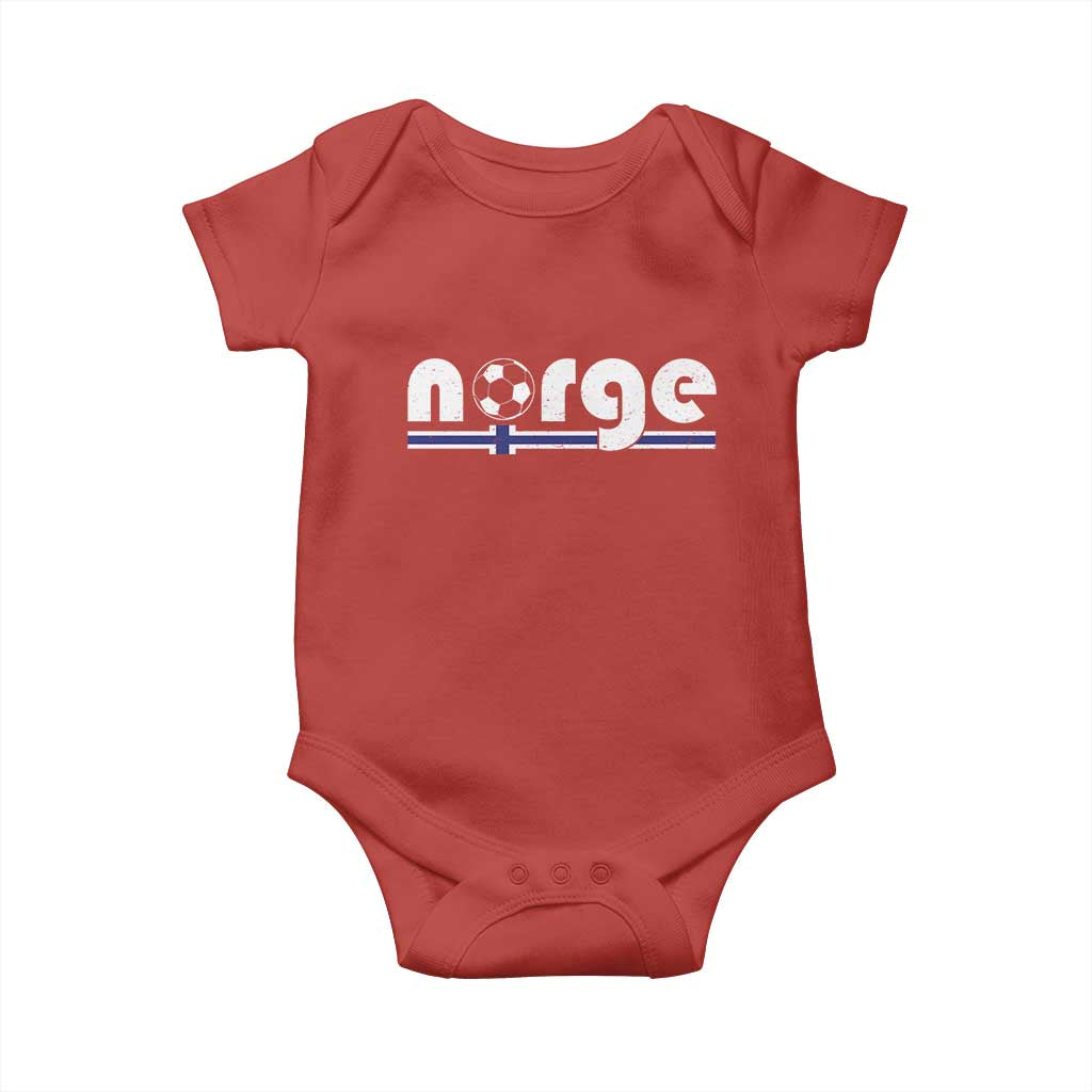 Vintage Norge Norway Flag Norwegian Pride Baby Onesie Soccer Lover Football Fans Support TS02 Red Print Your Wear