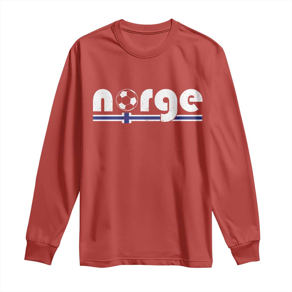 Vintage Norge Norway Flag Norwegian Pride Long Sleeve Shirt Soccer Lover Football Fans Support TS02 Red Print Your Wear
