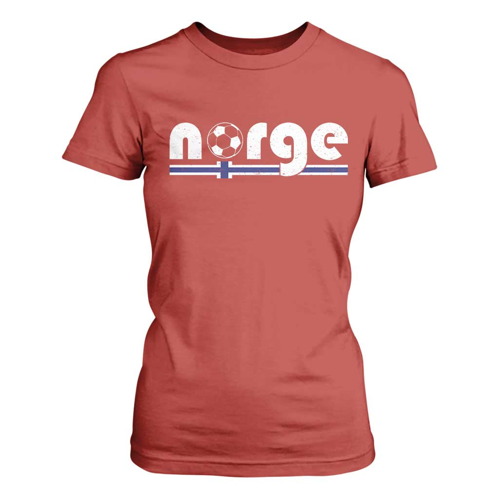 Vintage Norge Norway Flag Norwegian Pride T Shirt For Women Soccer Lover Football Fans Support TS02 Red Print Your Wear