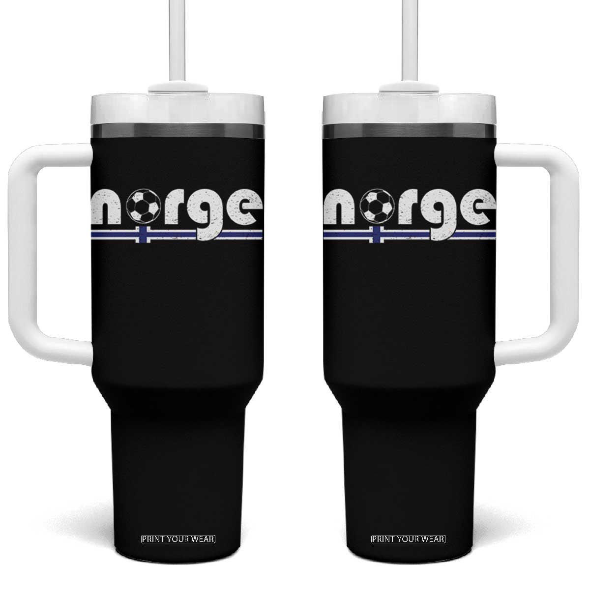 Vintage Norge Norway Flag Norwegian Pride Tumbler With Handle Soccer Lover Football Fans Support TS02 One Size: 40 oz Black Print Your Wear