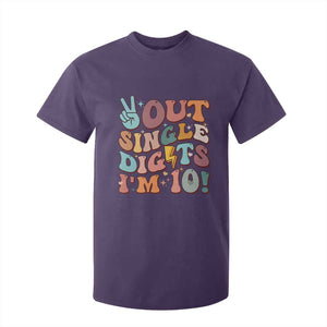 Funny Retro Groovy 10th Birthday T Shirt For Kid Out Single Digits I'm Ten TS02 Purple Print Your Wear