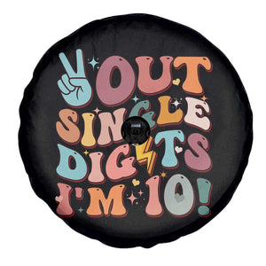Funny Retro Groovy 10th Birthday Spare Tire Cover Out Single Digits I'm Ten TS02 Print Your Wear