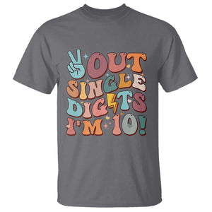 Funny Retro Groovy 10th Birthday T Shirt Out Single Digits I'm Ten TS02 Charcoal Print Your Wear