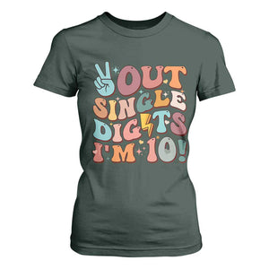 Funny Retro Groovy 10th Birthday T Shirt For Women Out Single Digits I'm Ten TS02 Dark Forest Green Print Your Wear