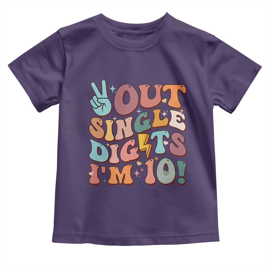 Funny Retro Groovy 10th Birthday Toddler T Shirt Out Single Digits I'm Ten TS02 Purple Print Your Wear