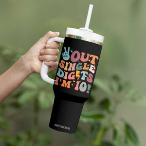 Funny Retro Groovy 10th Birthday Tumbler With Handle Out Single Digits I'm Ten TS02 Print Your Wear