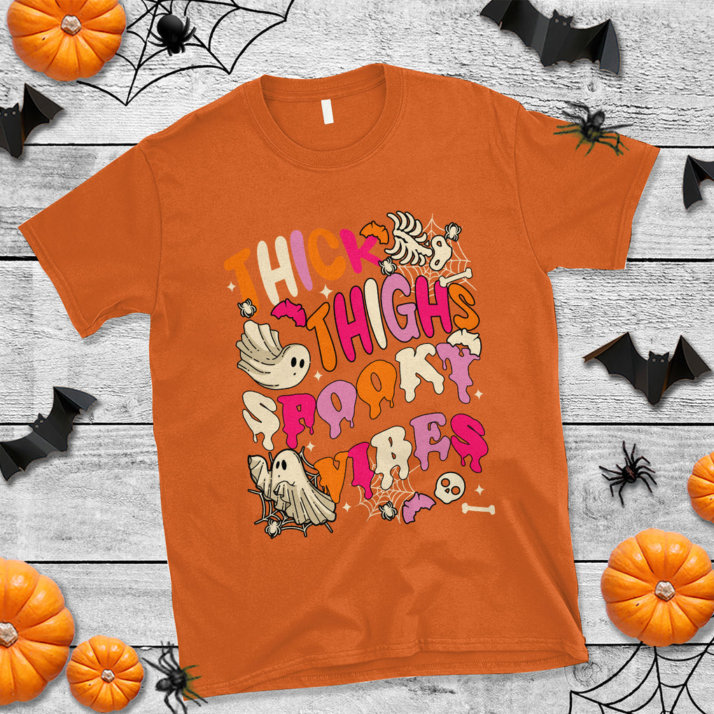 Thick Thighs Spooky Vibe Retro Groovy Witchy Halloween Costume T Shirt TS02 Printyourwear